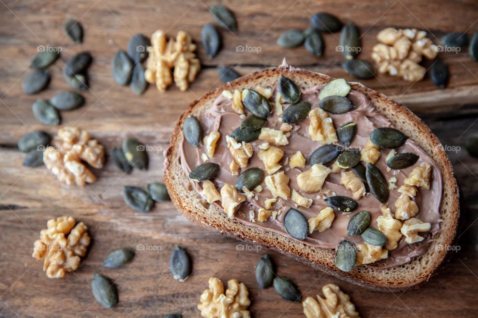 Sandwich with chocolate and nuts 