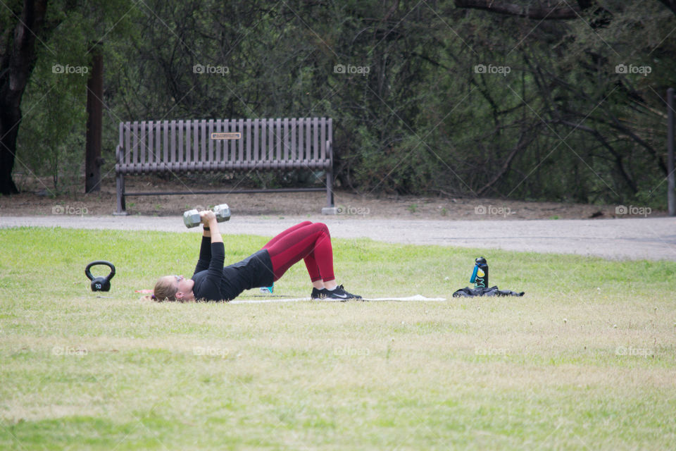 Exercising at a neighborhood park