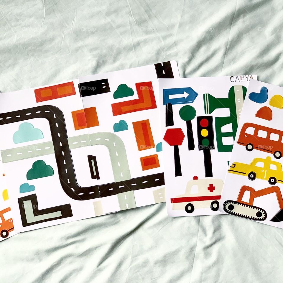 Beautiful and colourful wall decal in transport vehicles design 