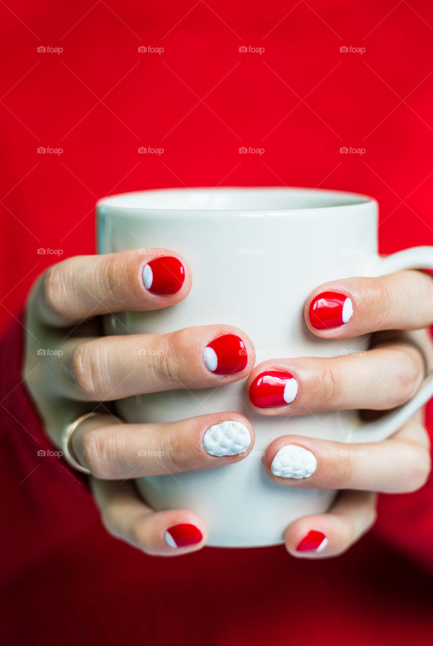 woman hand with cup of tea