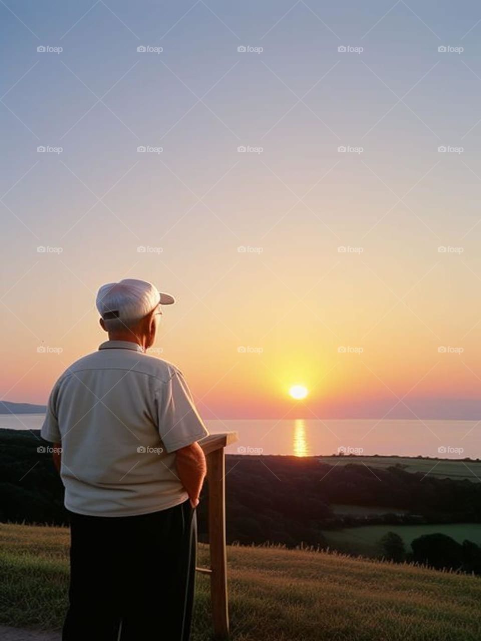 A man contemplates the sunset