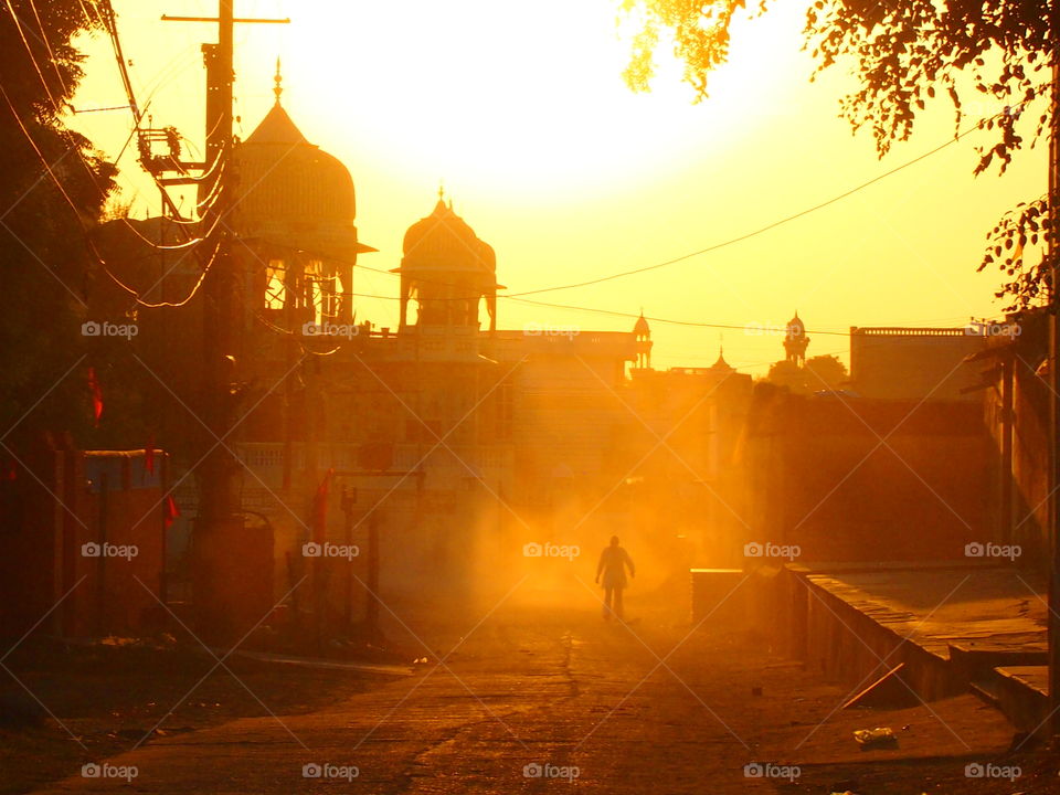 India sunset In the dust
