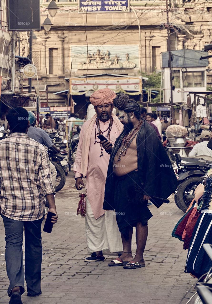 Tradition and Technology - Indian Sadhu 