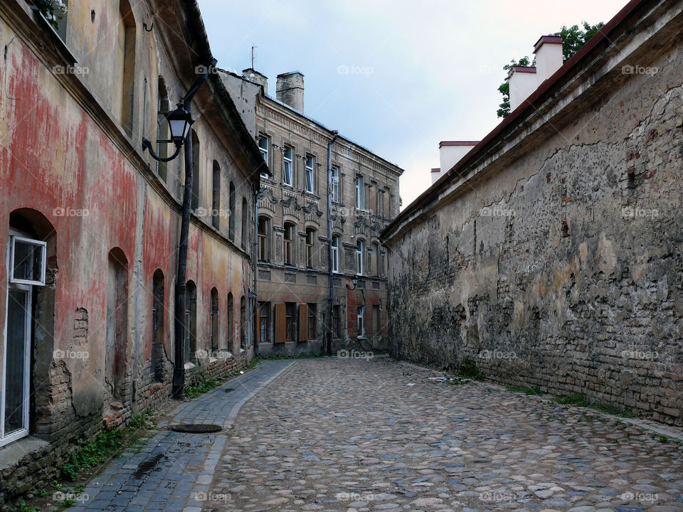 Empty alley in Vilnius, Lithuania