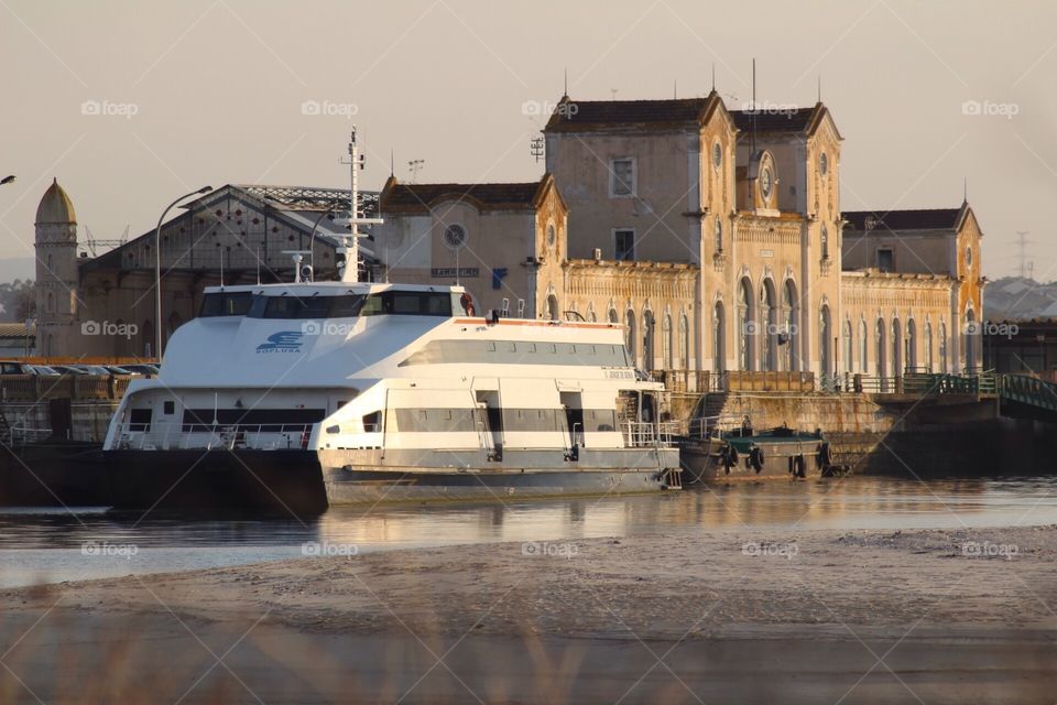 Old Train Station, and boat that crosses the river to another side 