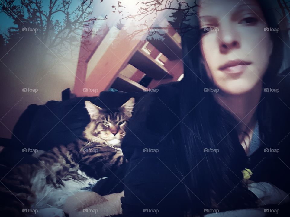 Just me and my Maine Coon Cat Hannibal looking into the camera