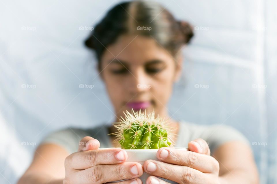 Planting a plant.