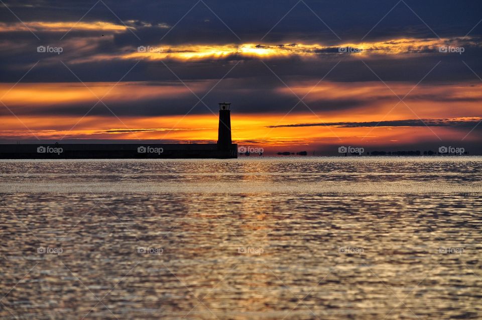 Sunset, Water, Dawn, Lighthouse, Sea