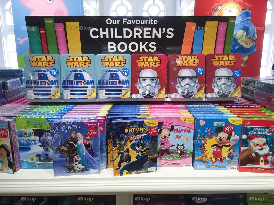 Star wars children books at a toy store on Harrods in London.