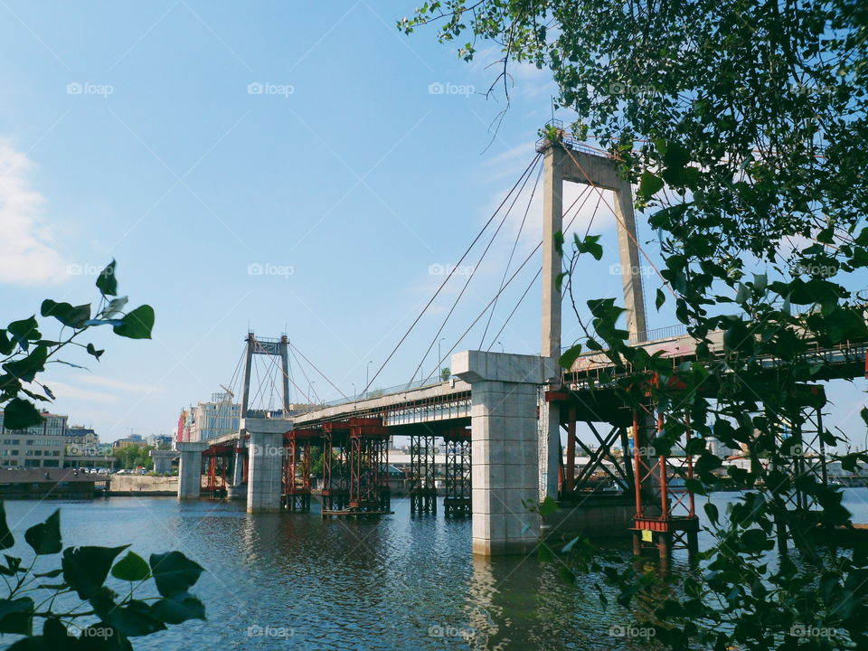 abandoned bridge over the Dnieper River in the city of Kiev