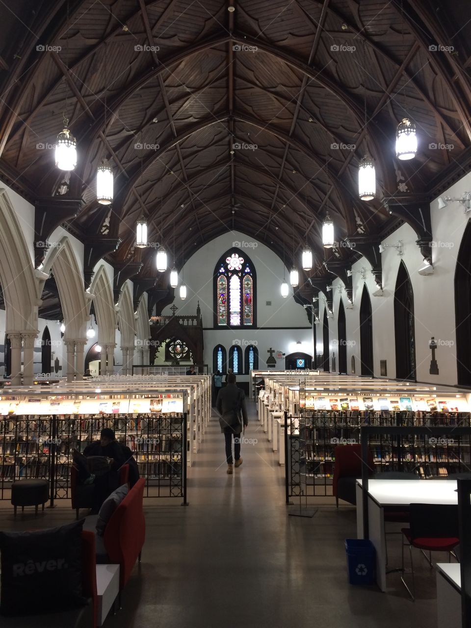 The Old Town Quebec library in an old church 