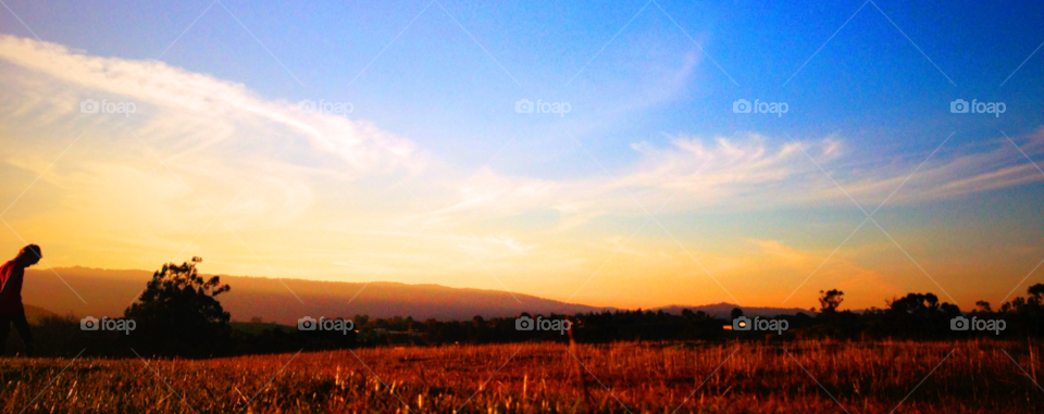 sky sunset fields california by darkmatter