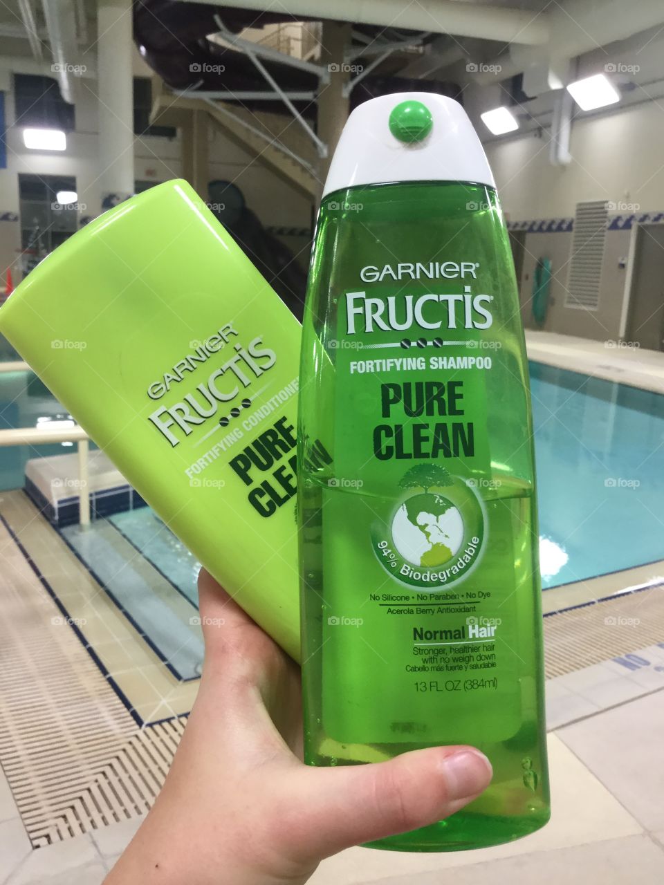 Can’t live without my Fructis shampoo and conditioner during swims :)