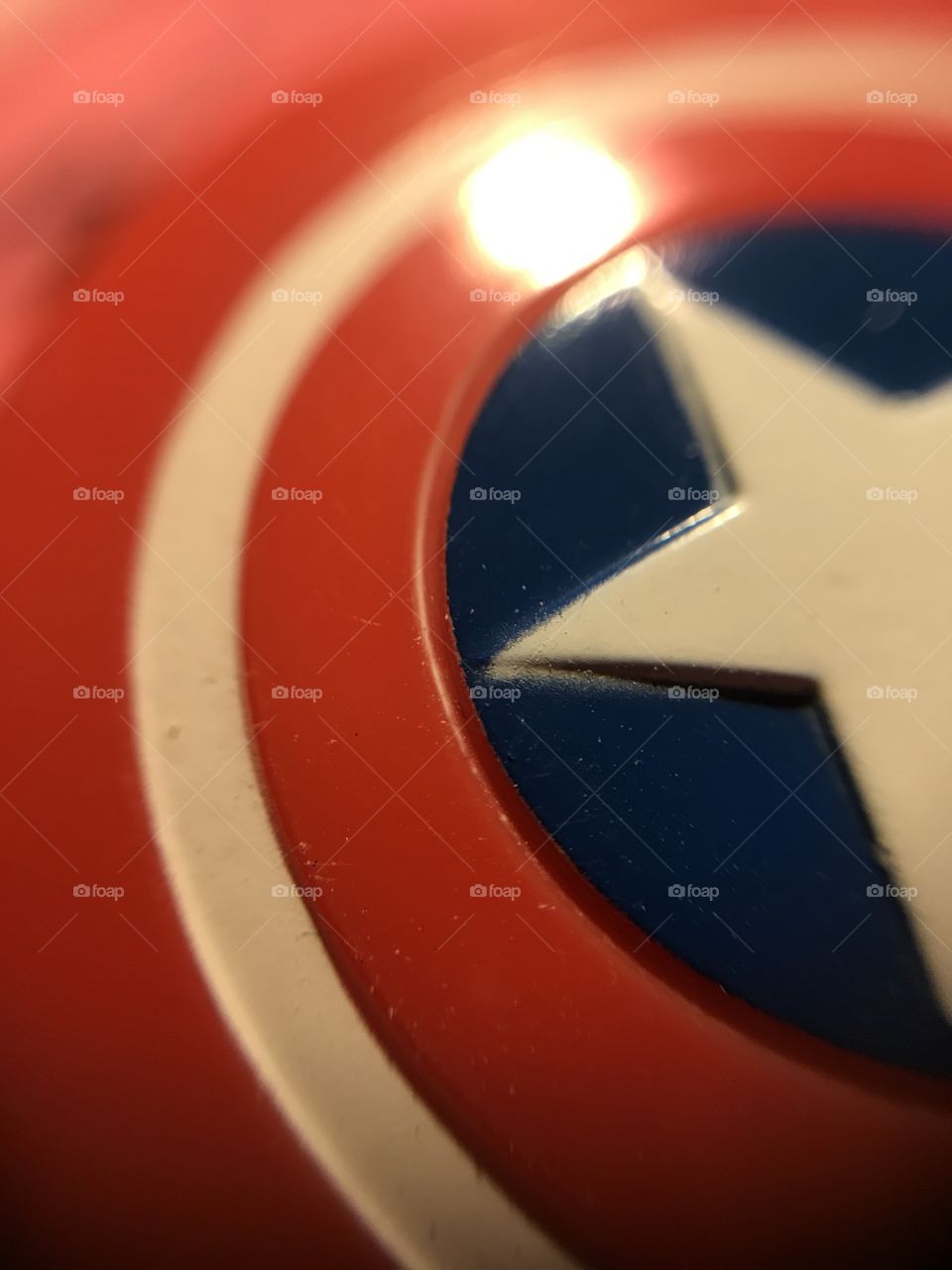 Closeup on Captain America’s shield