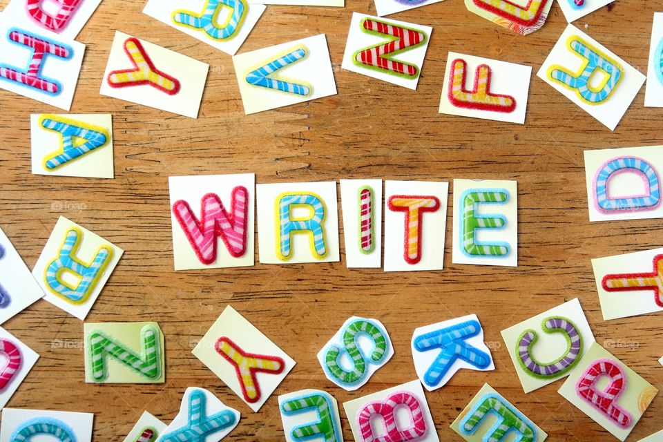 word write in colorful letters. word write spelled in colorful letters