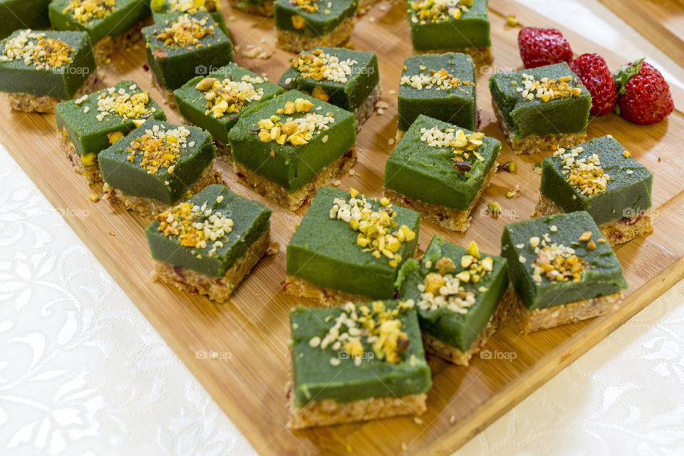 Healthy homemade green sweets 