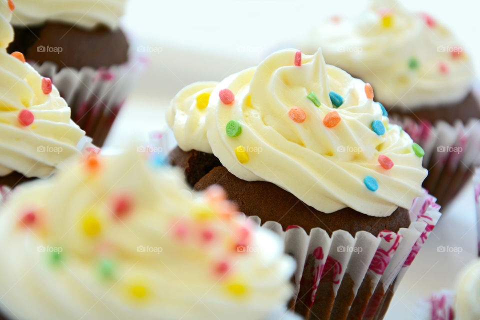 Chocolate cupcake with sprinkles