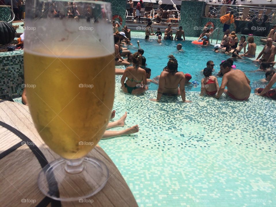 Cold beer in the pool