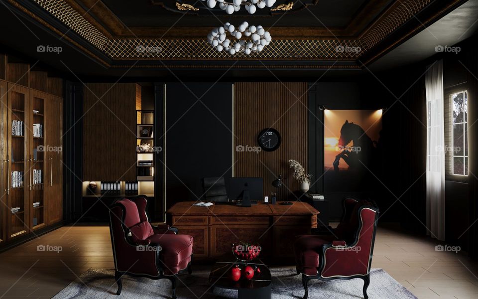 My design for a classic modern office thus design created completely by me using 3dsmax and corona render