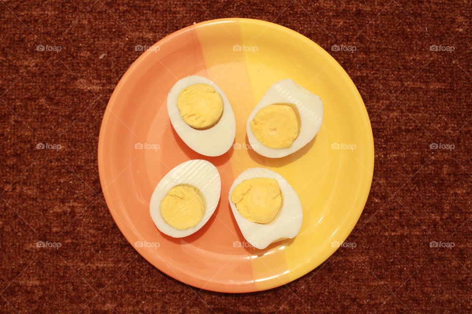 two eggs on porcelain  modern plate