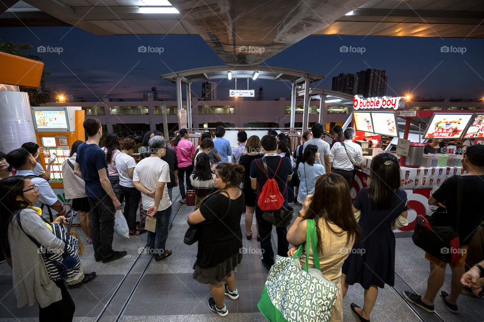 People at BTS public train station 