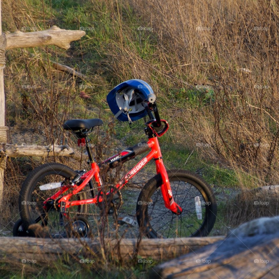 Child’s bike with training wheels