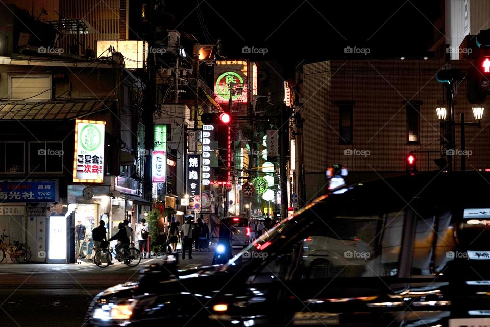 Buildings at night 