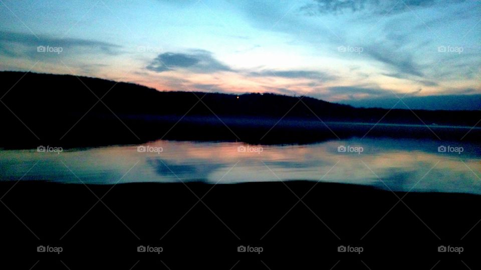 sunset reflection on river