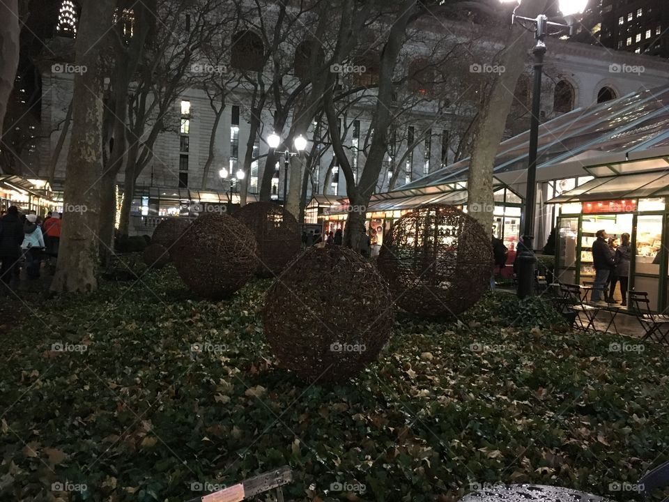 Decorations in Bryant Park, NYC at Christmas time