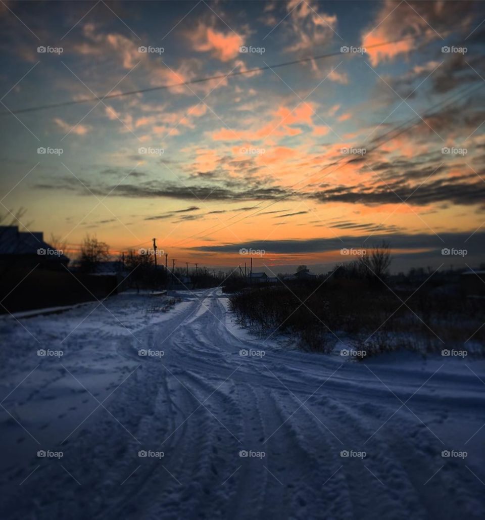 Beautiful winter sky and frozen weather 