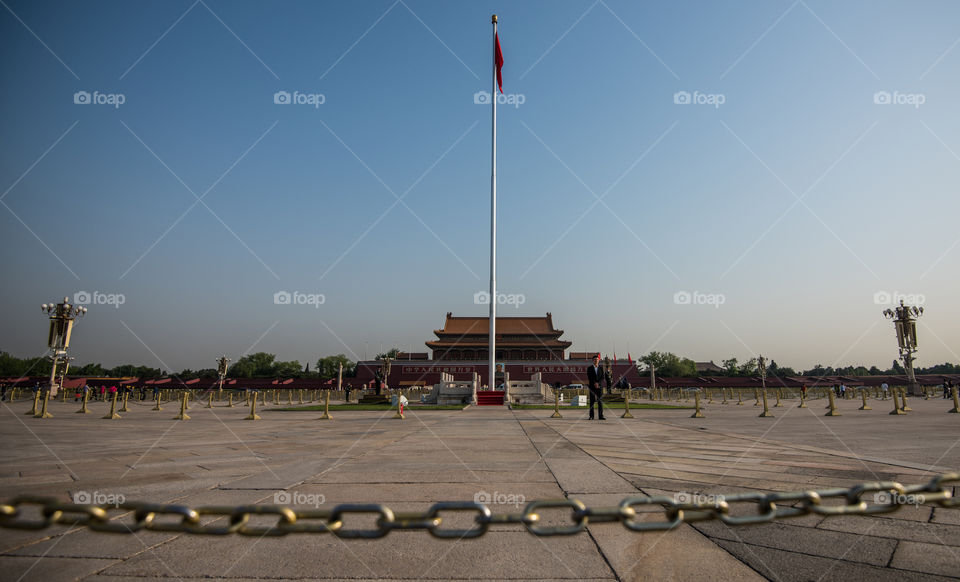 china, Beijing,, forbidden city,  Tian an men, chain, chinese flag