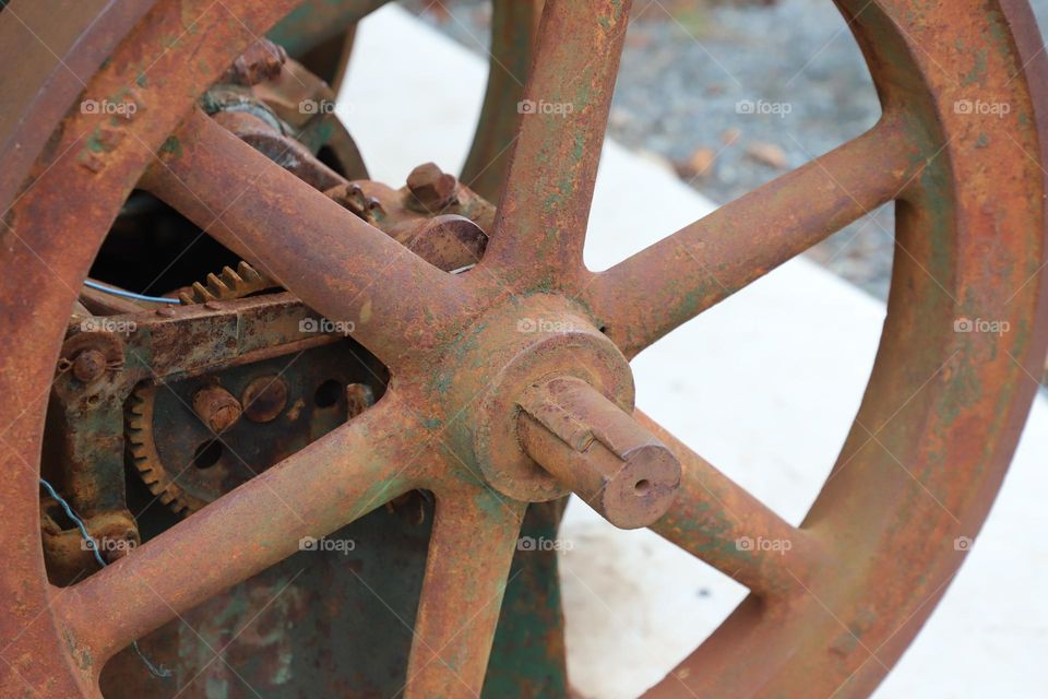 Old rusty wheel closeup