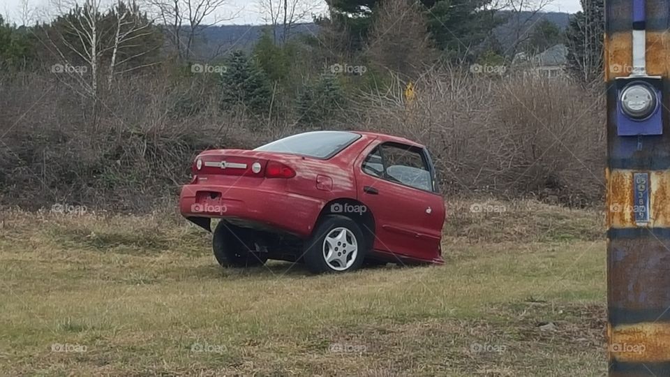 Half a red car