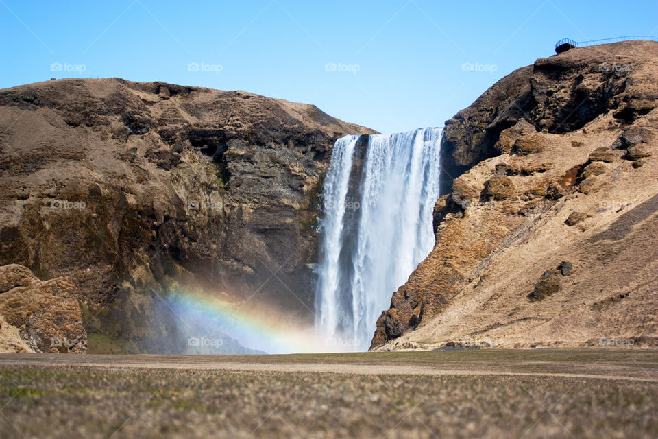 Amazing rainbow in Skogafoss