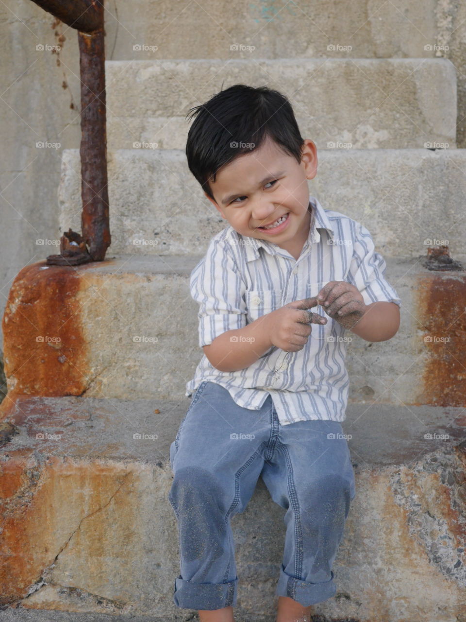 boy on staircase