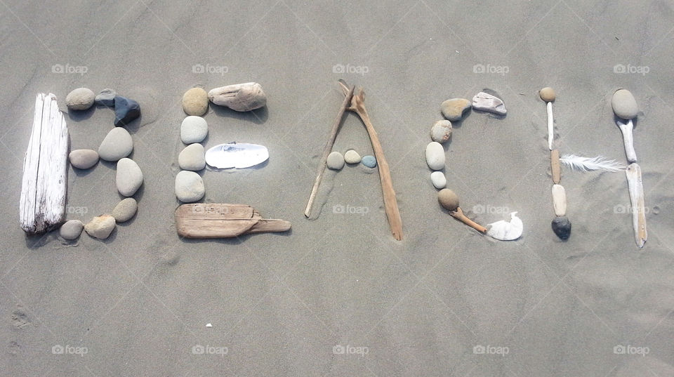 Beach stones and found items