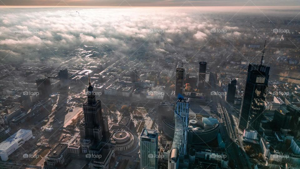 Warszawa center aerial view.