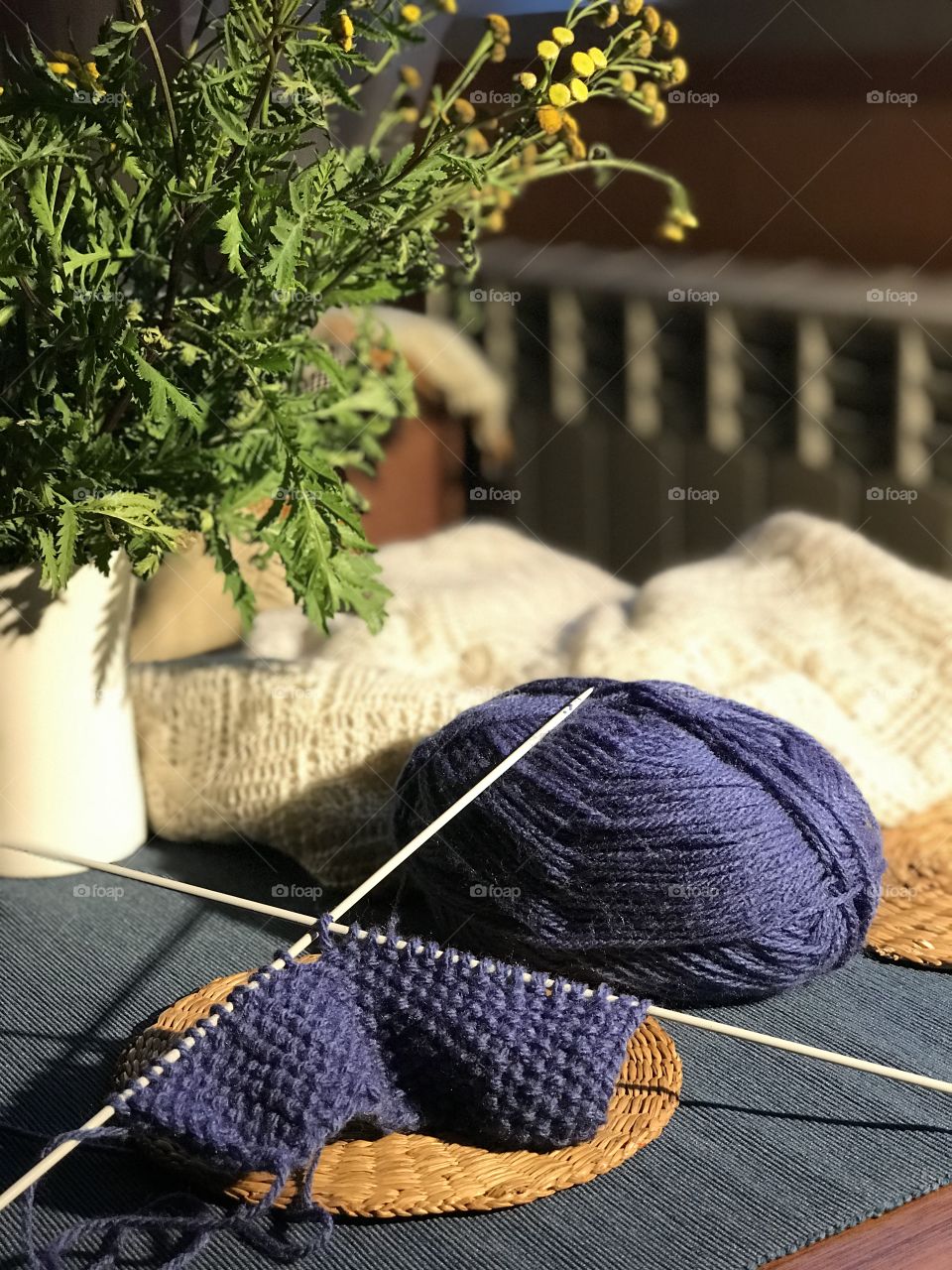 Knitting on a knit scarf