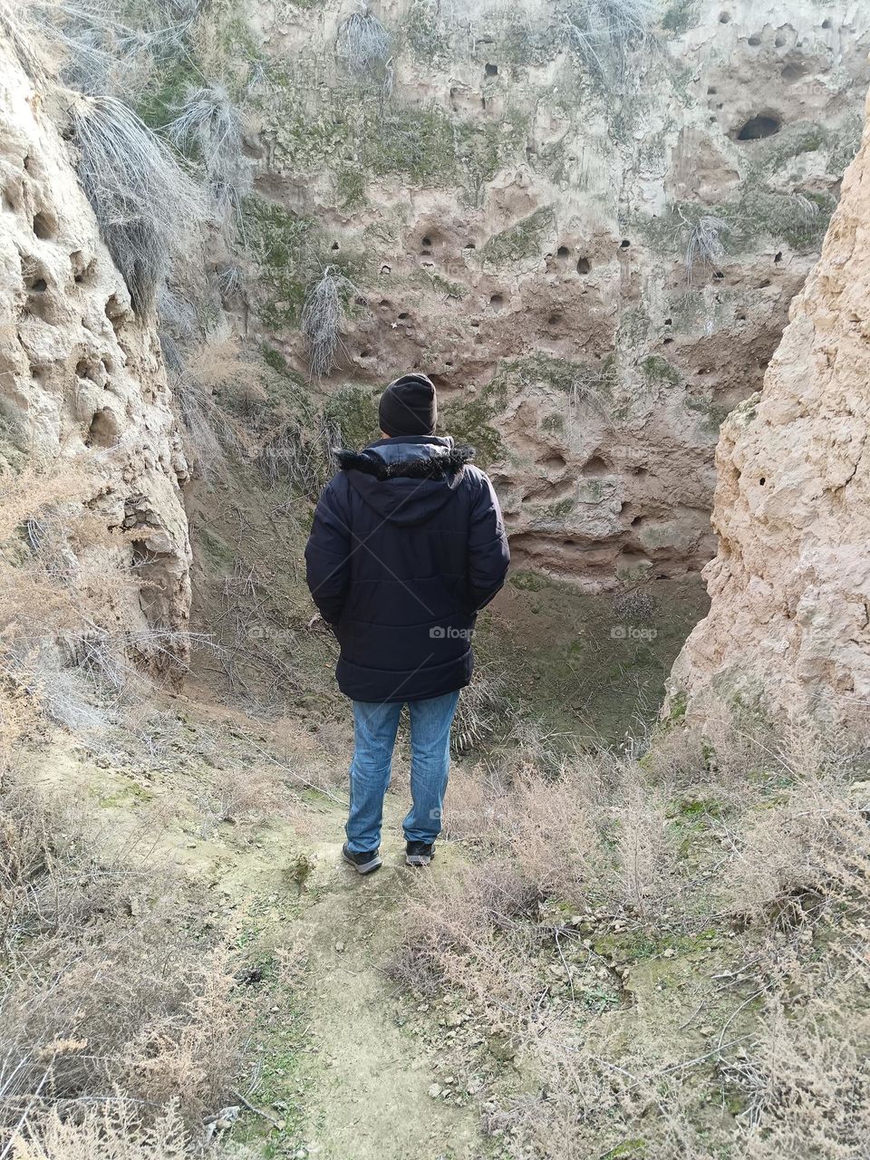 Man in the historical place