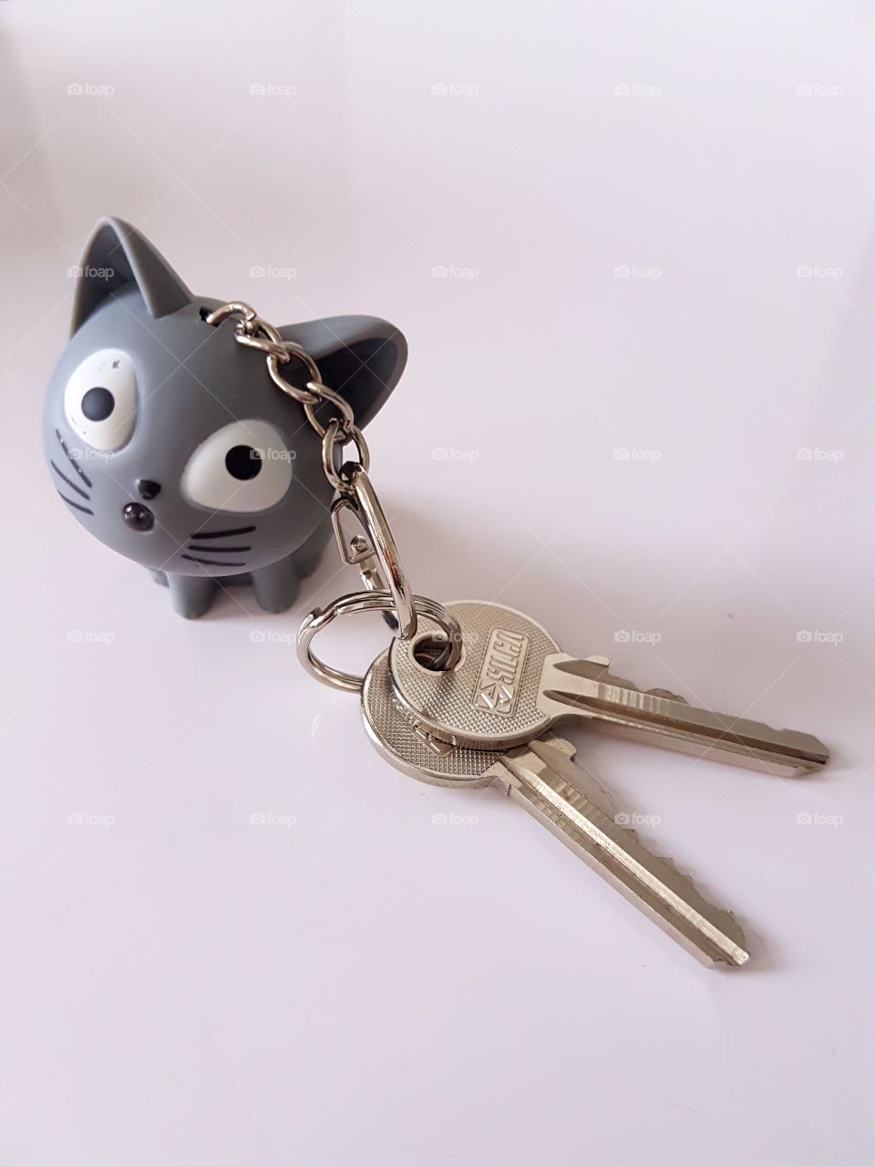 Keychain cat grey keys