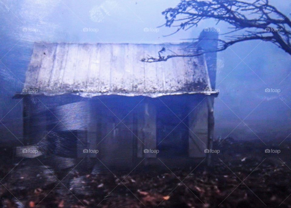 Describing an old hut in the forest is just an illustration of an old hut in a forest full of mystery