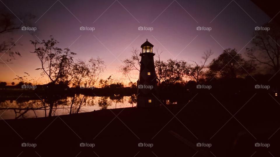 Different location of Lighthouse producing Different Hues radiant Color of the Twilight heading into Night. 