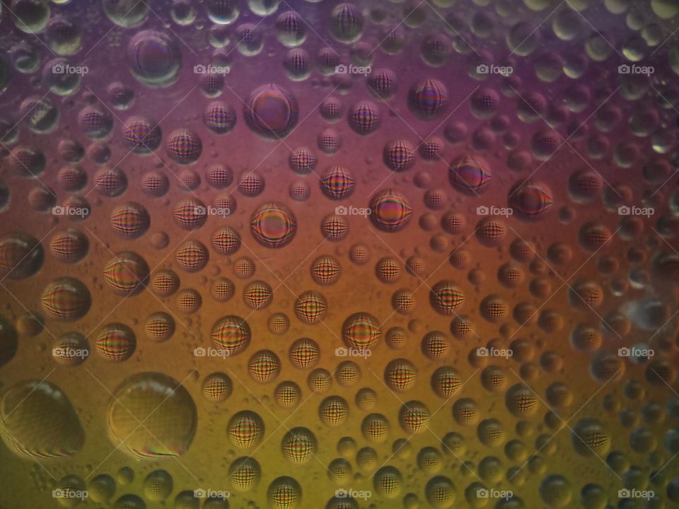 Condensation drops on the surface close-up