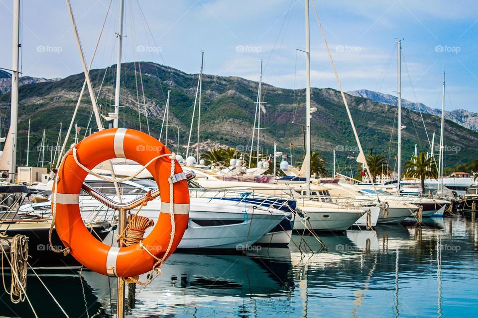 Harbor with yachts, Tivat