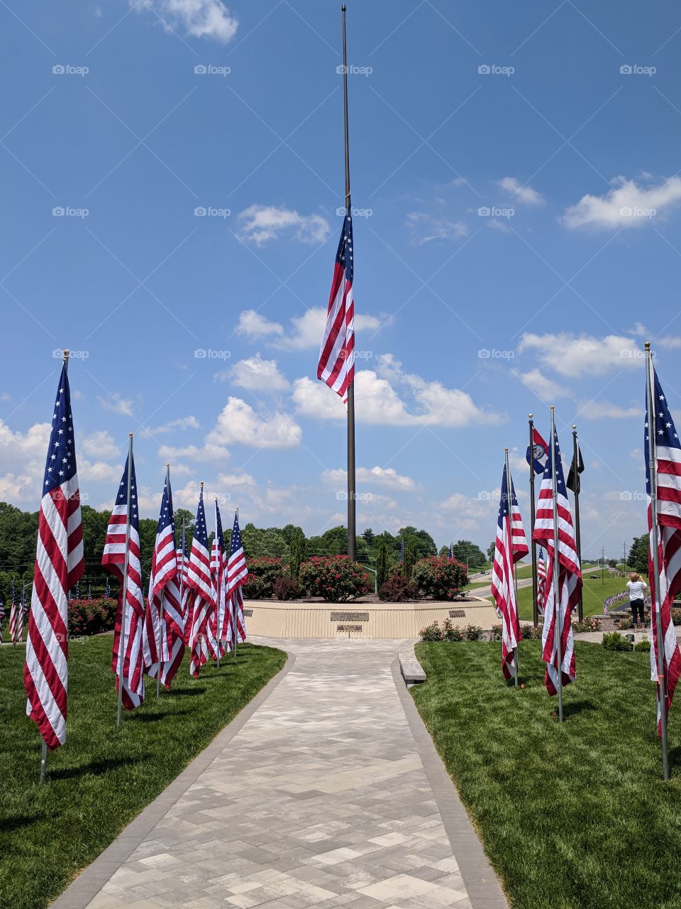 Flags at Cape County Park, Cape Girardeau, Missouri..Memorial day