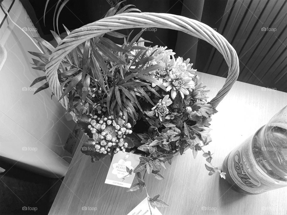 flowers for my mother for Mother's Day in black and white