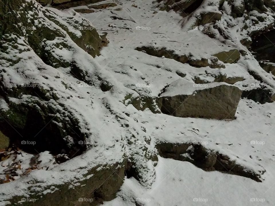 snowy rocks