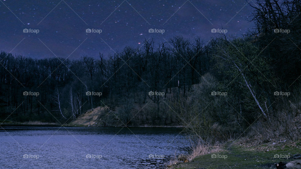 View of lake at night