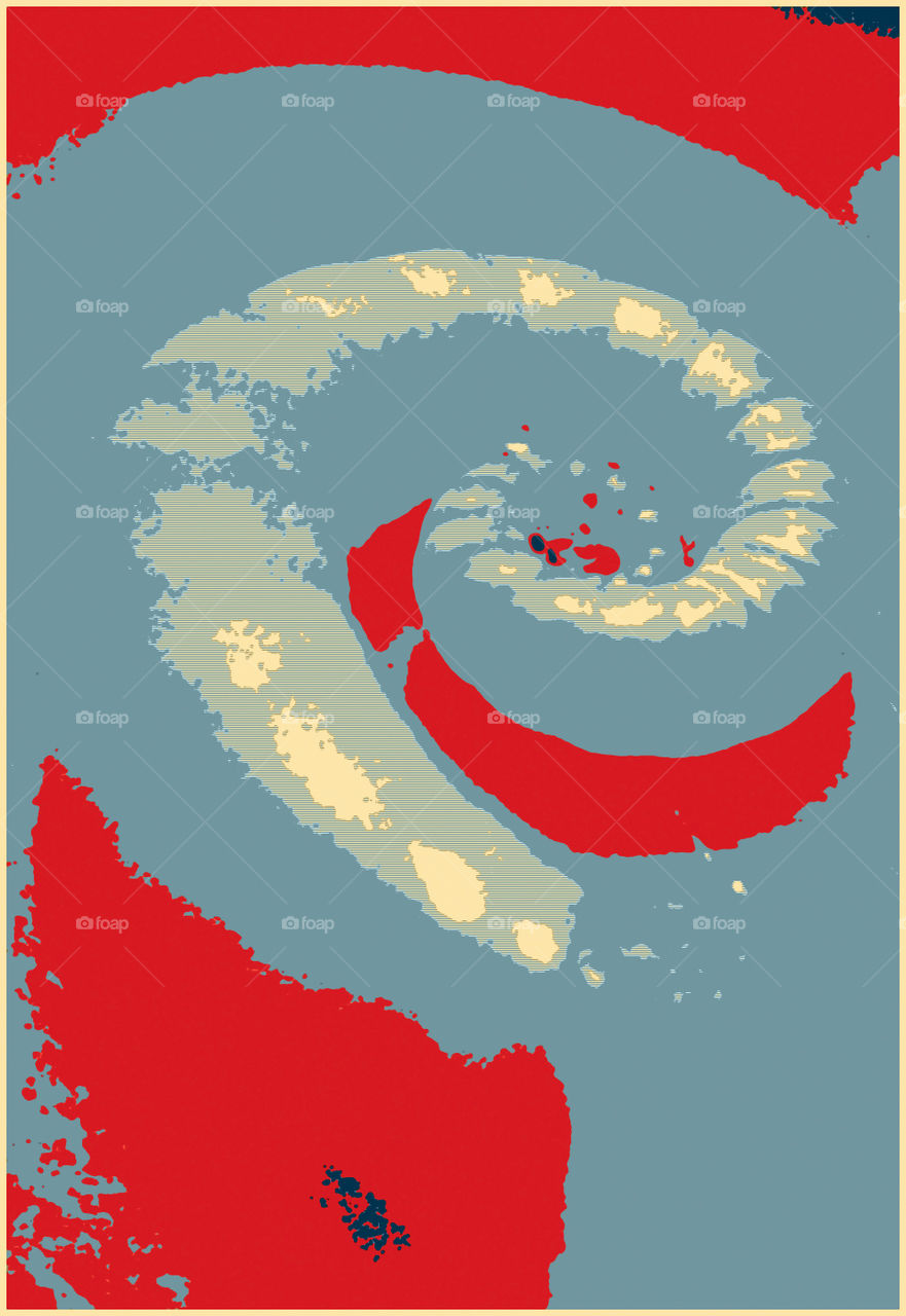 One seashell blue white red illustration close up angle view - version 2