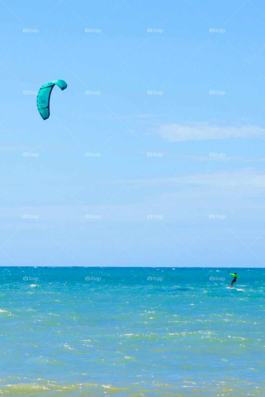 Windsurfing in sunny summer